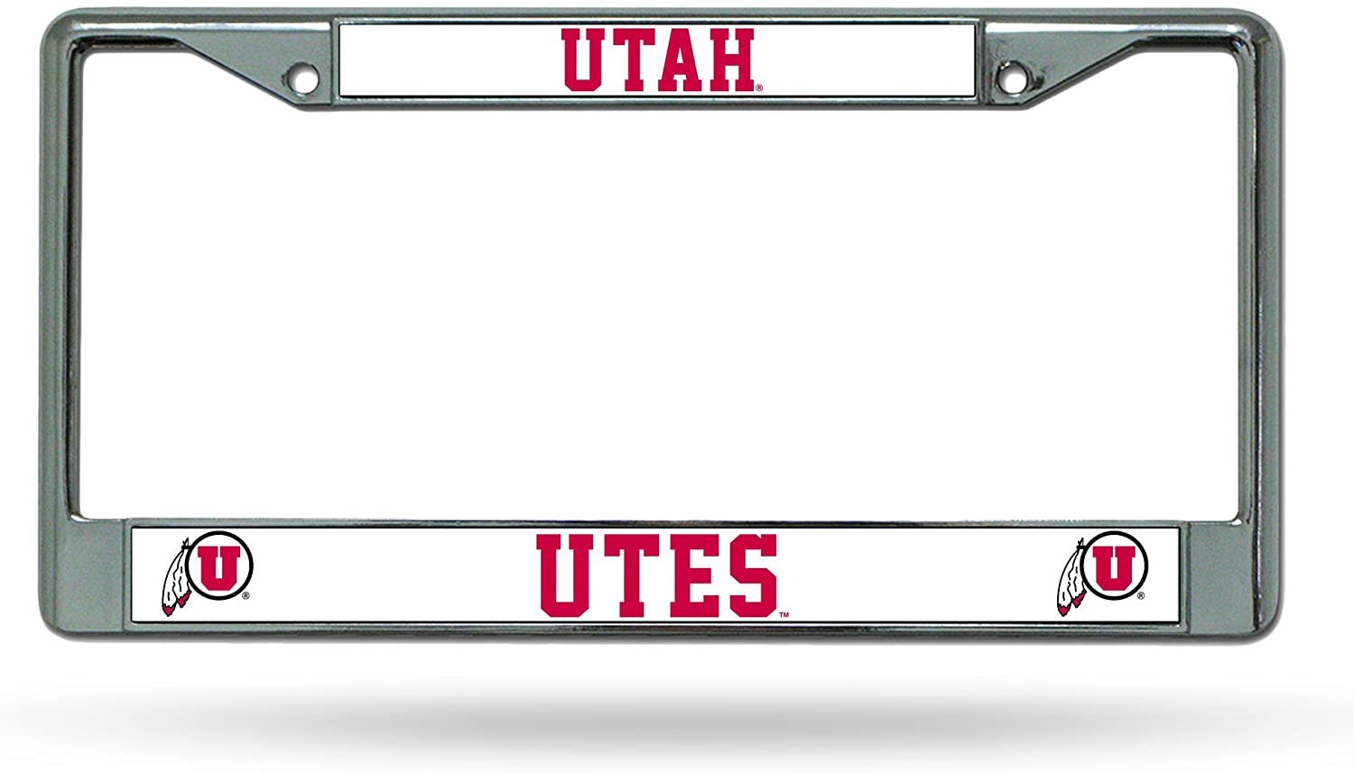 University of Utah Utes Chrome Metal License Plate Frame Tag Cover, 6x12 Inch