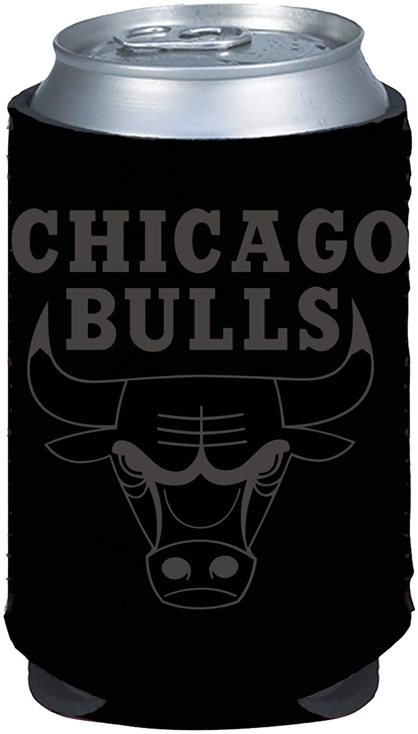 Chicago Bulls 2-Pack Tonal Black Design 12oz CAN Neoprene Beverage Insulator Holder Cooler Basketball