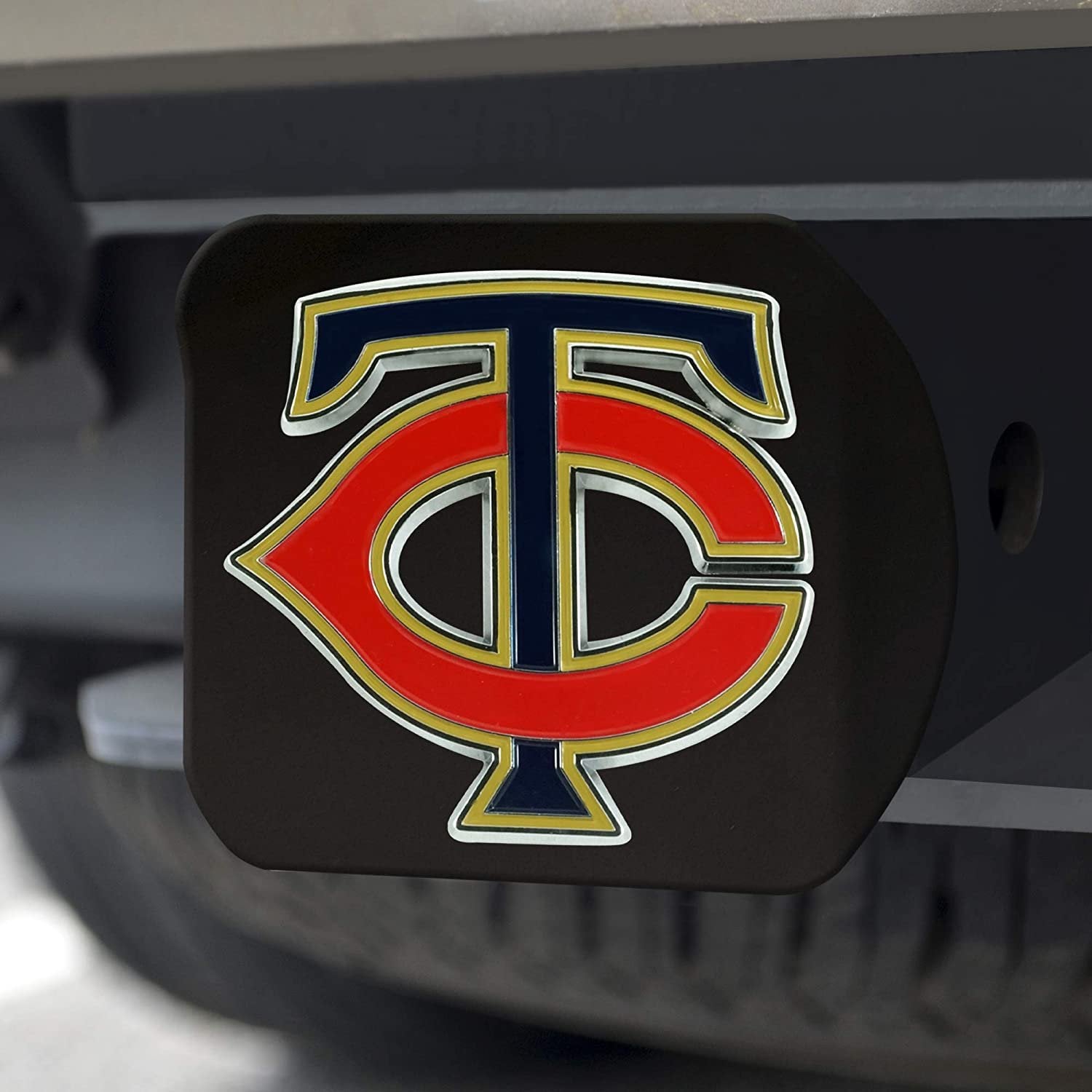 Minnesota Twins Hitch Cover Black Solid Metal with Raised Color Metal Emblem 2" Square Type III