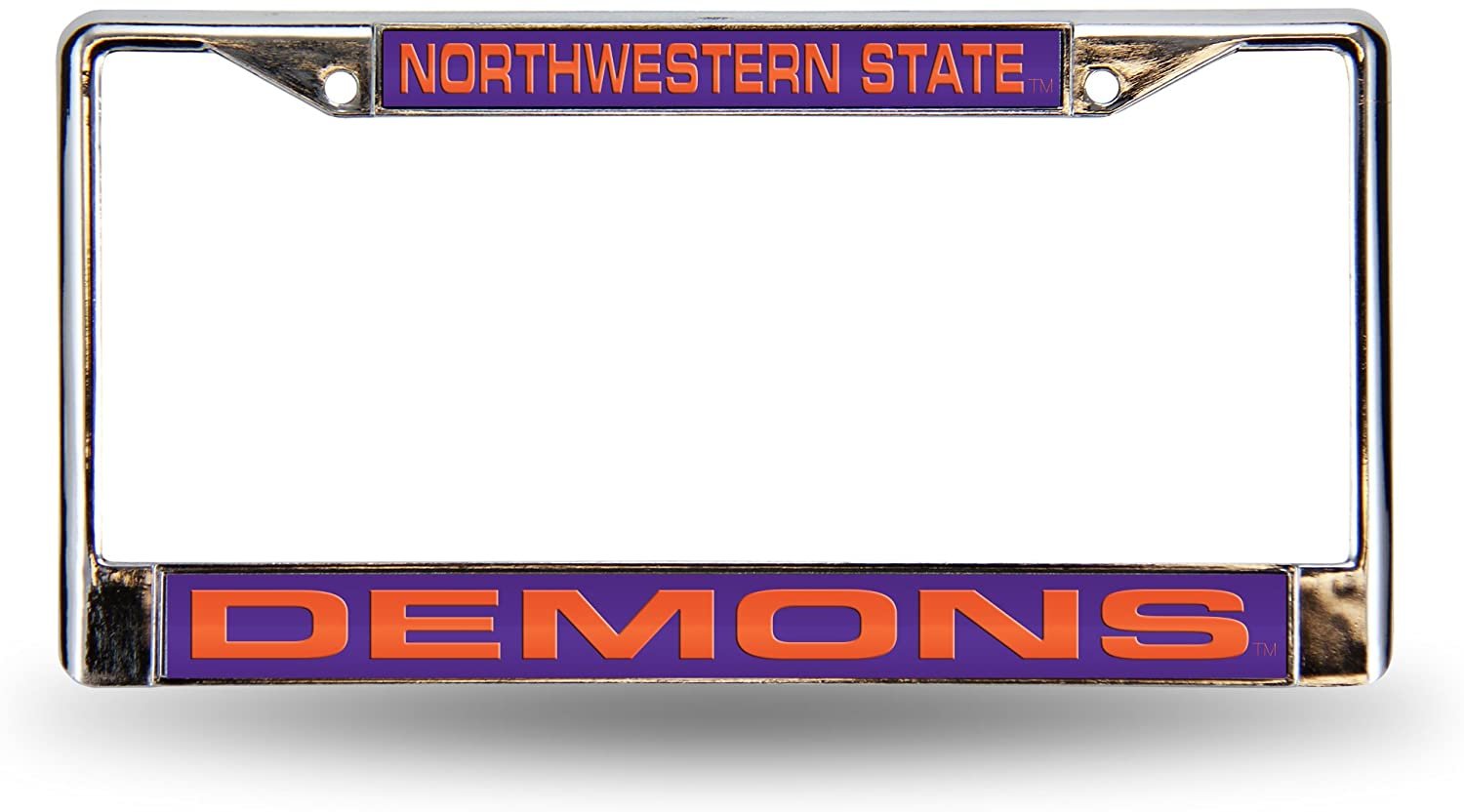Wake Forest University Demon Deacons Chrome Metal License Plate Frame Tag Cover, Laser Acrylic Mirrored Inserts, 12x6 Inch