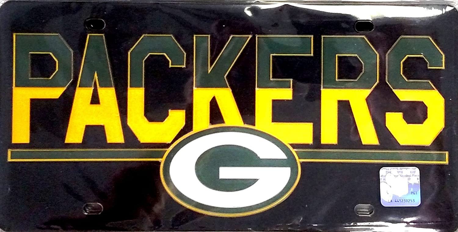 Green Bay Packers Duo-Tone Black Deluxe Laser Cut Acrylic Inlaid Licence Plate Tag Football