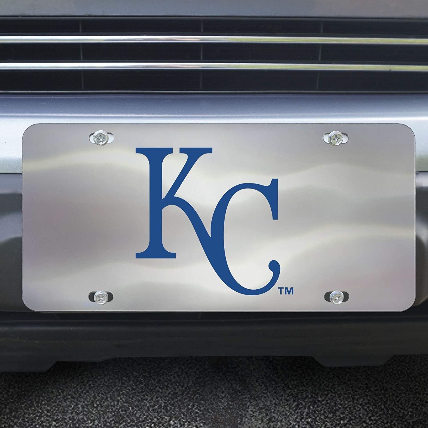 Kansas City Royals License Plate Tag, Premium Stainless Steel Diecast, Chrome, Raised Solid Metal Color Emblem, 6x12 Inch