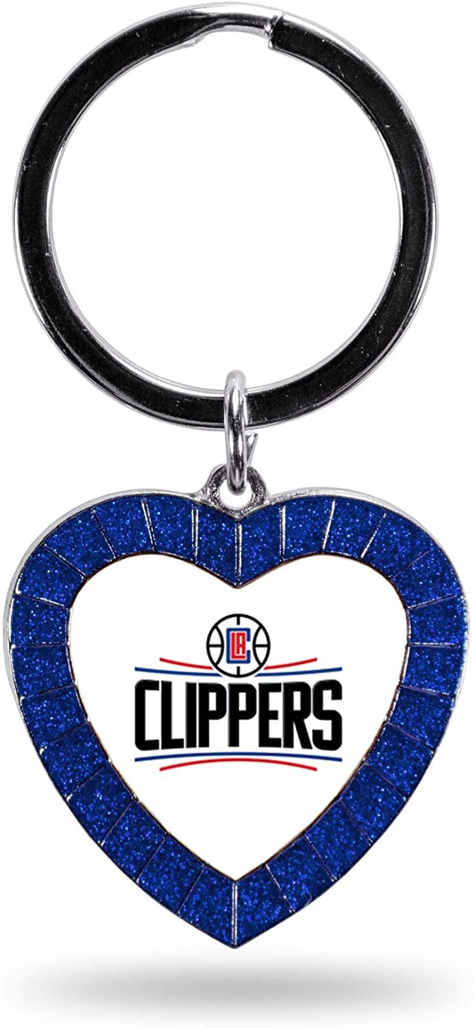 Los Angeles Clippers Metal Keychain Rhinestone Colored Heart Shape