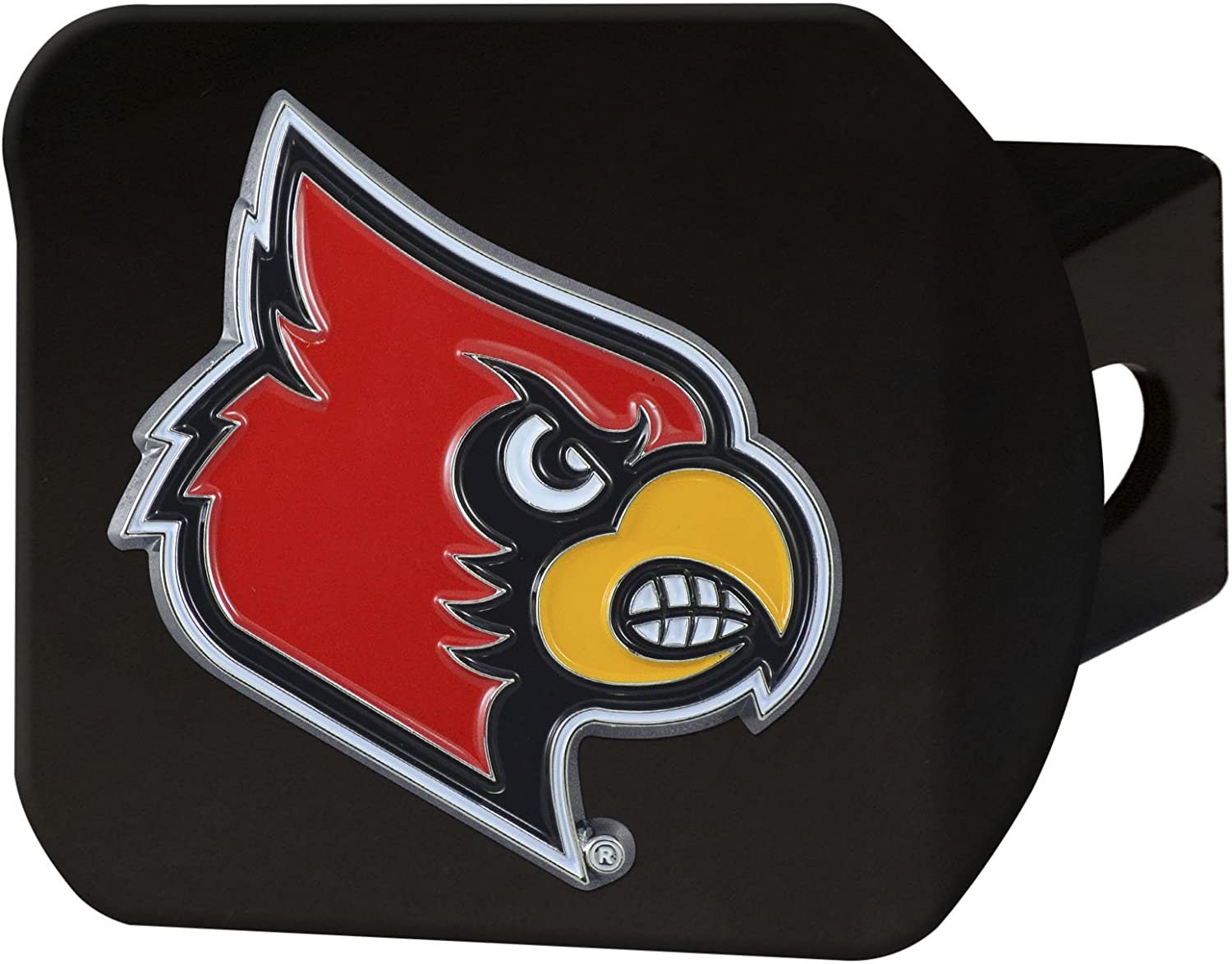 Louisville Cardinals Solid Metal Black Hitch Cover with Color Metal Emblem 2 Inch Square Type III University of