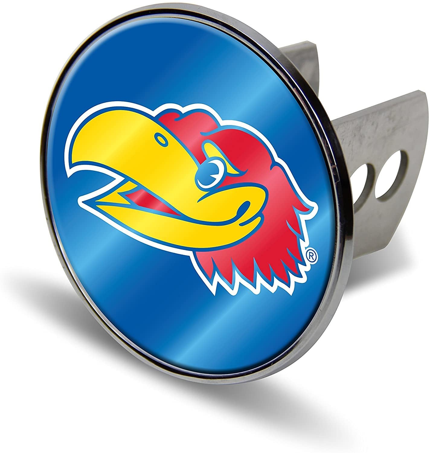 Kansas Jayhawks Metal Hitch Cover with Laser Cut Mirrored Acrylic Insert for 2 Inch Receiver University of