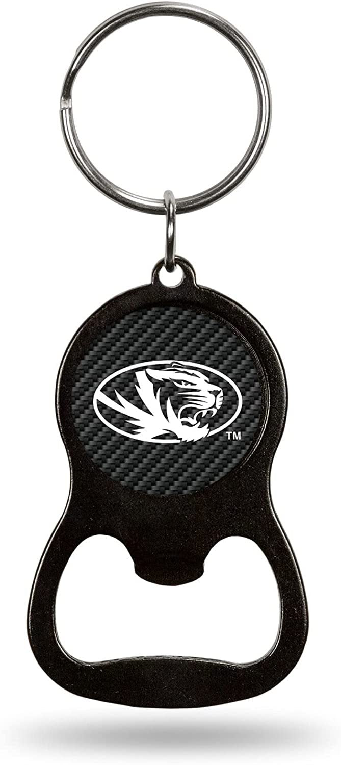 University of Missouri Tigers Premium Solid Metal Keychain Bottle Opener, Carbon Fiber Design