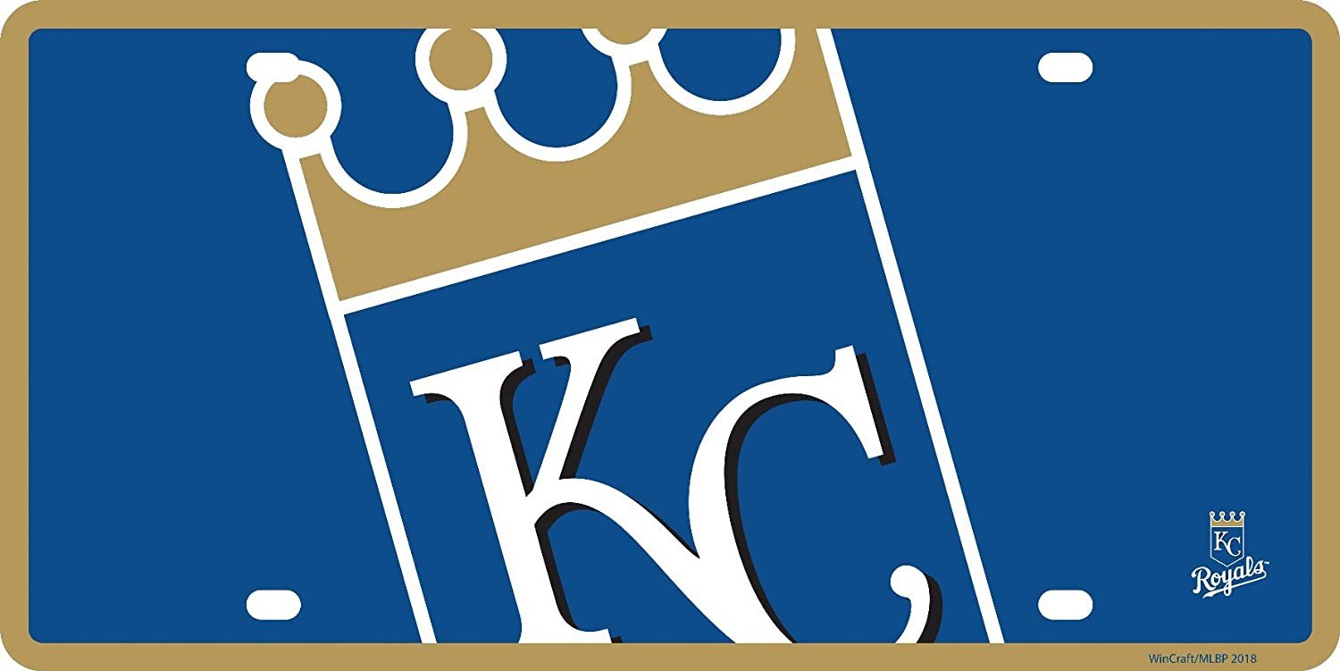 Kansas City Royals Premium Laser Cut Tag License Plate, Mega Logo Design, Mirrored Acrylic Inlaid, 6x12 Inch