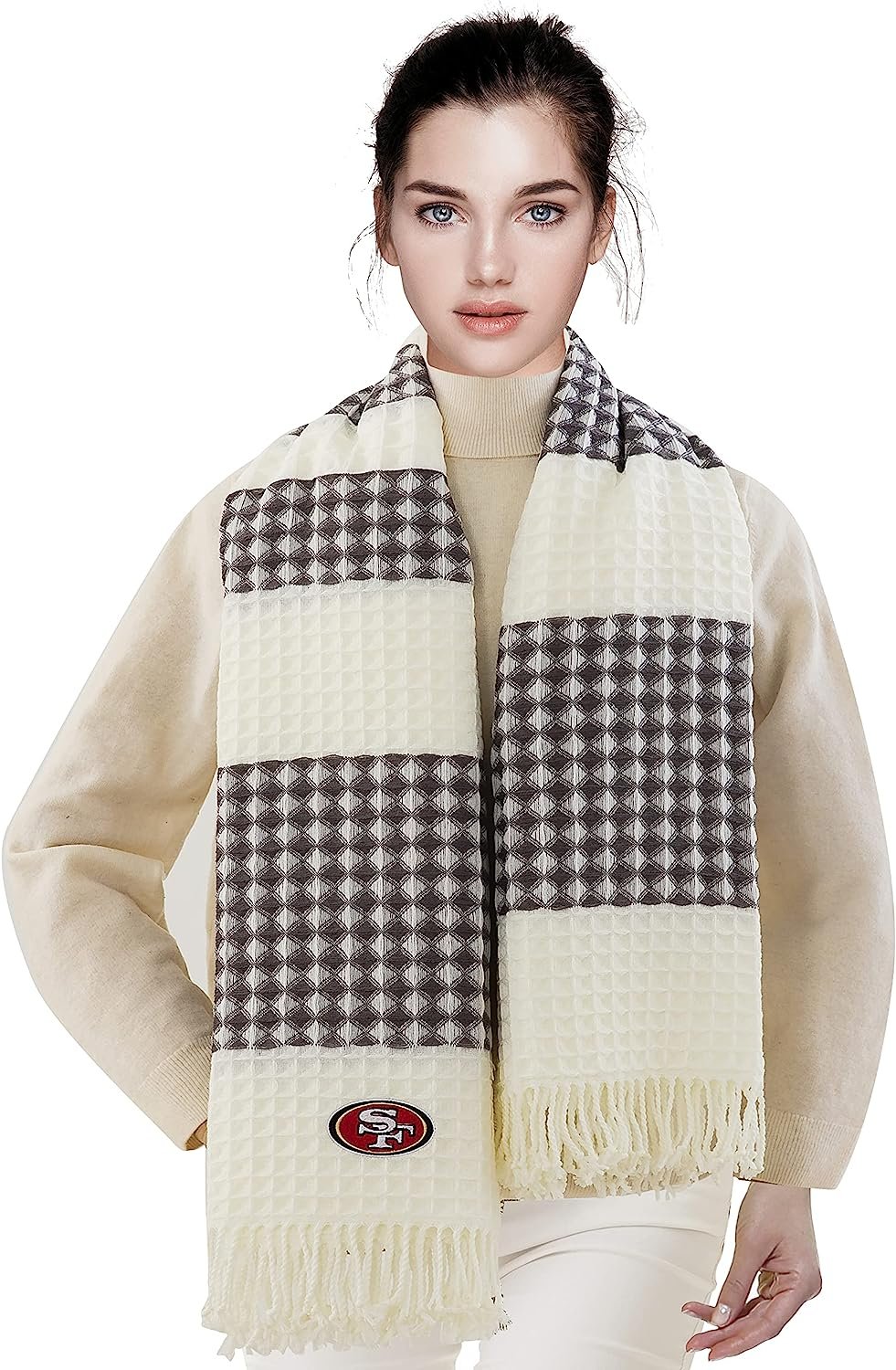 San Francisco 49ers Throw Blanket Waffle Weave Jacquard, 50x60 Inch, Unisex-Adult, 100% Acrylic