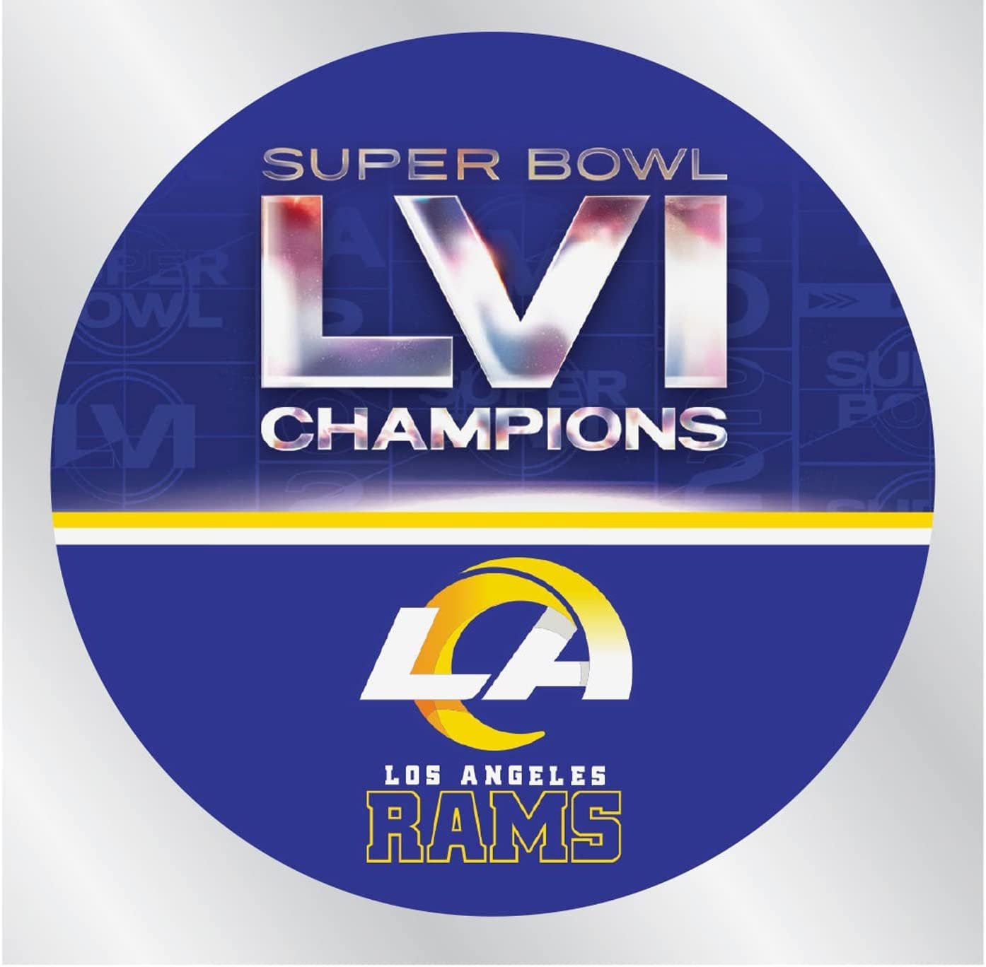 Los Angeles Rams 2022 Super Bowl LVI Champions 4x4 Inch Die Cut Decal Sticker Clear Backing