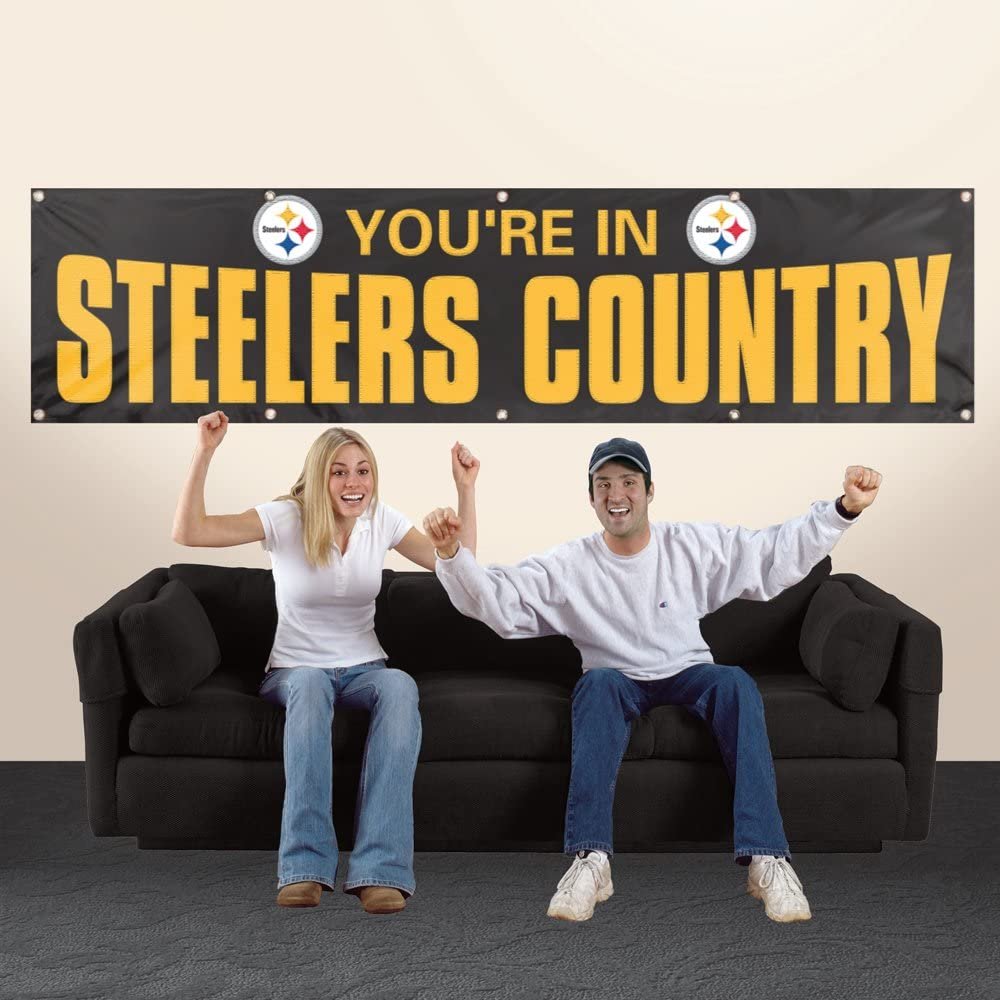 Pittsburgh Steelers Huge 8x2 Feet Banner Flag Metal Grommets