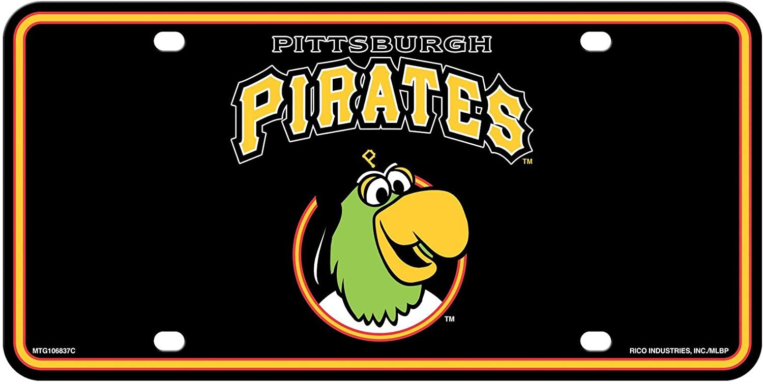 Pittsburgh Pirates Metal Auto Tag License Plate, Parrot Logo Design, 6x12 Inch