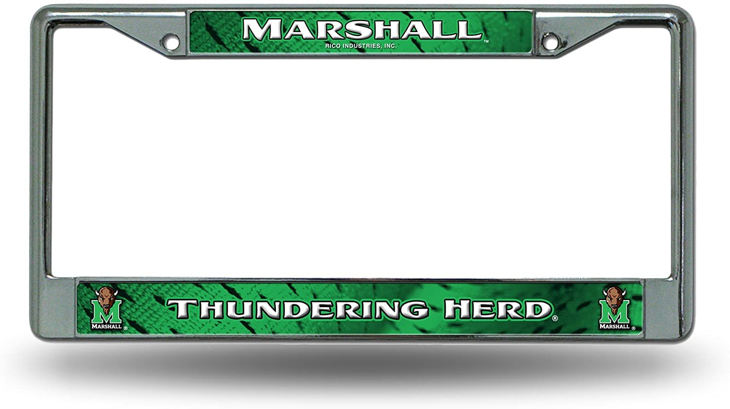 Marshall University Thundering Herd Premium Metal License Plate Frame Chrome Tag Cover, 12x6 Inch