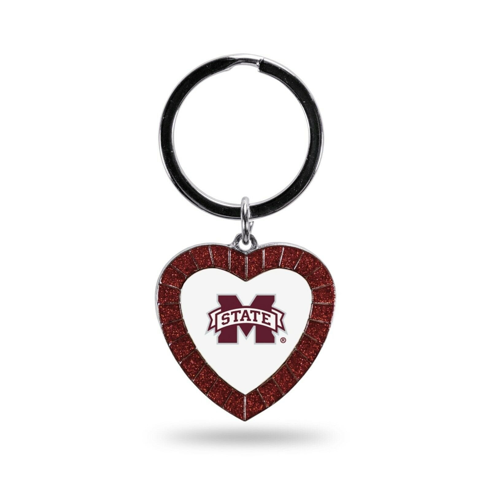 Mississippi State Bulldogs Keychain Rhinestone Heart Decal Team Color University