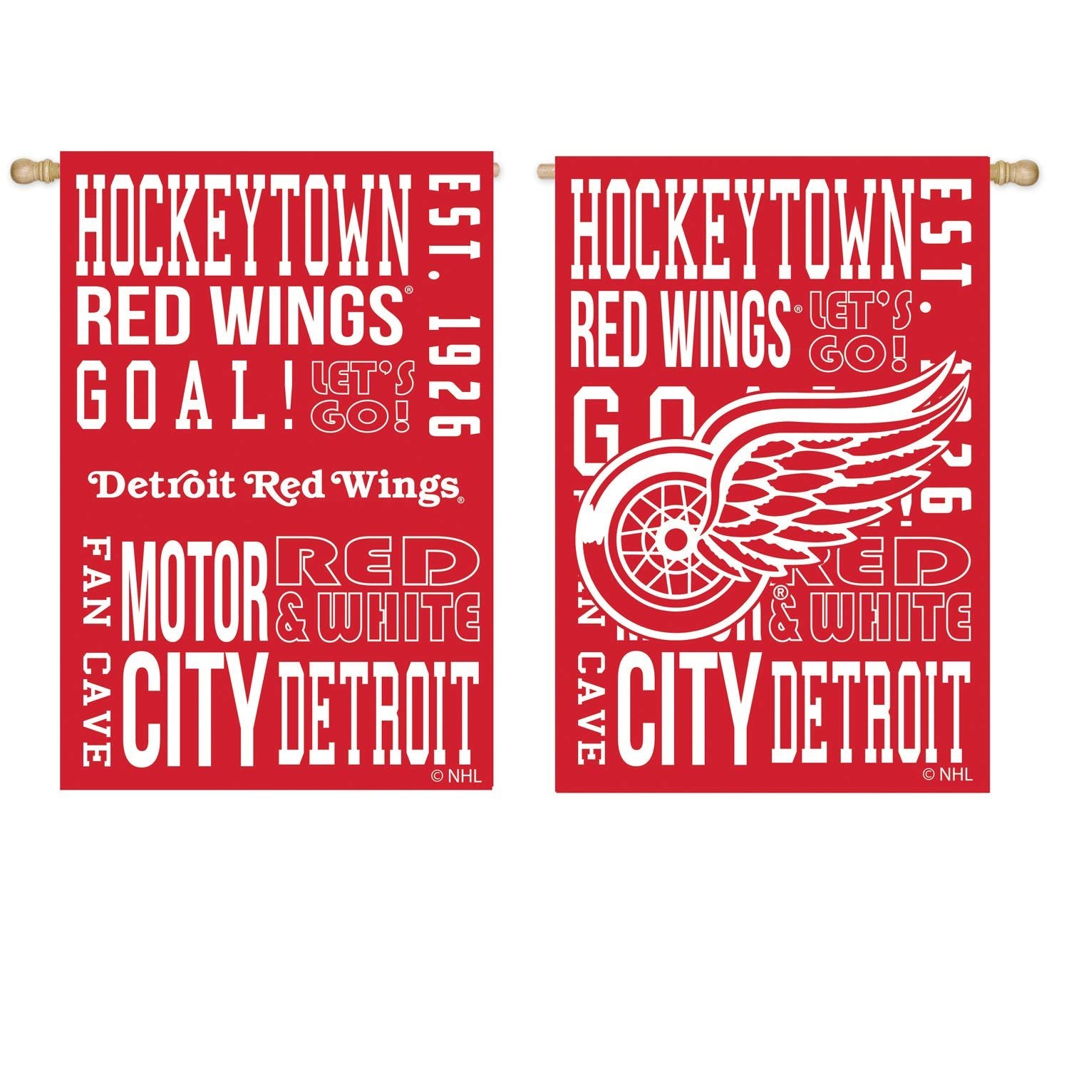 Detroit Red Wings Premium Double Sided Banner House Flag, Fan Rules Design, 28x44 Inch