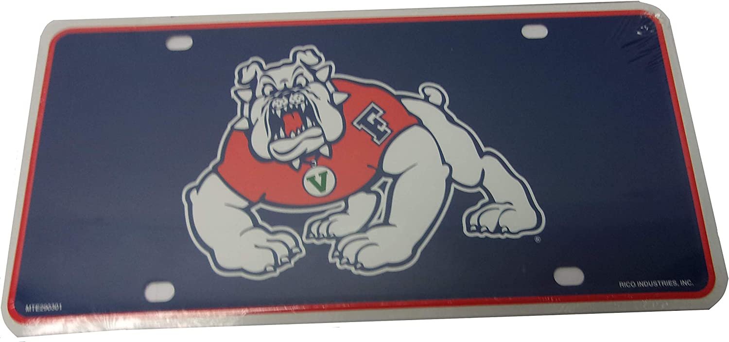 Fresno State University Bulldogs Metal Auto Tag License Plate, Blue Design, 6x12 Inch