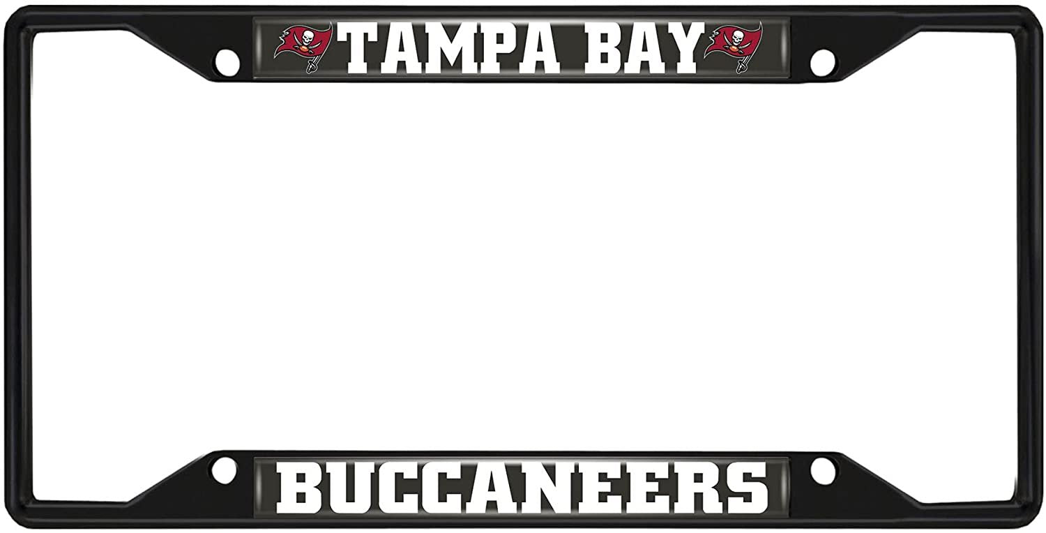 Tampa Bay Buccaneers Black Metal License Plate Frame Tag Cover, 6x12 Inch