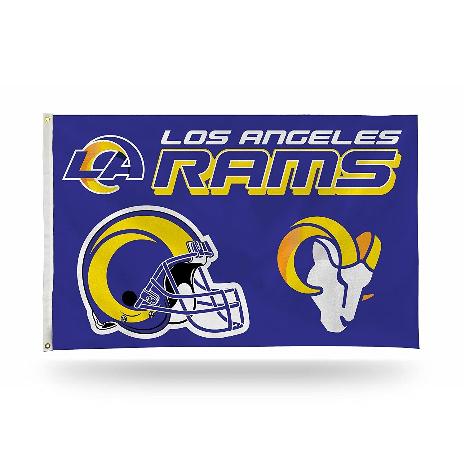 Los Angeles Rams Premium 3x5 Feet Flag Banner, Helmet Design, Metal Grommets, Outdoor Use, Single Sided