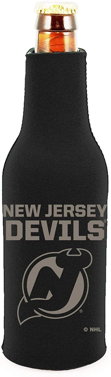 New Jersey Devils 2-Pack Tonal Black Design Zipper Bottle Neoprene Beverage Insulator Holder Hockey