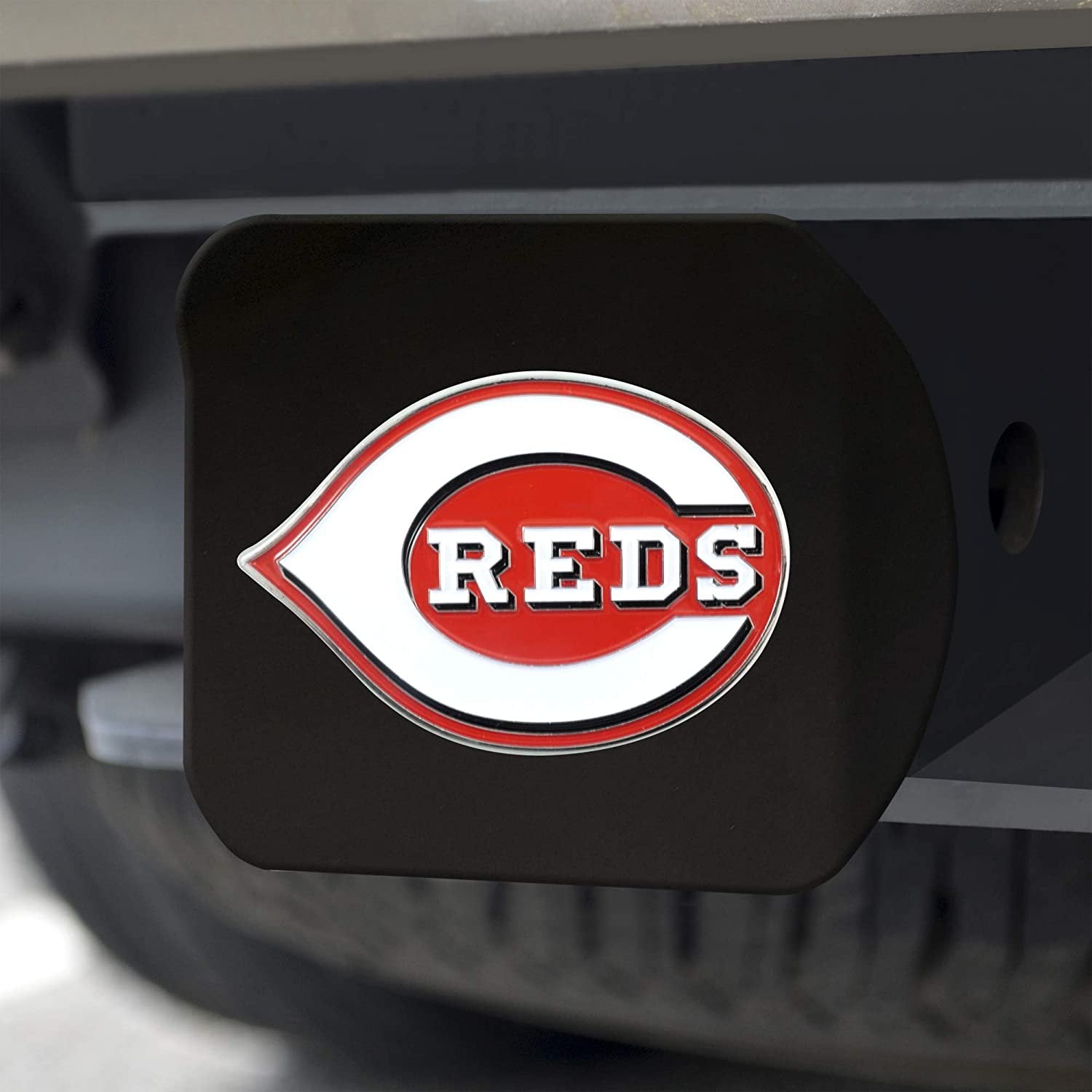 Cincinnati Reds Hitch Cover Black Solid Metal with Raised Color Metal Emblem 2" Square Type III