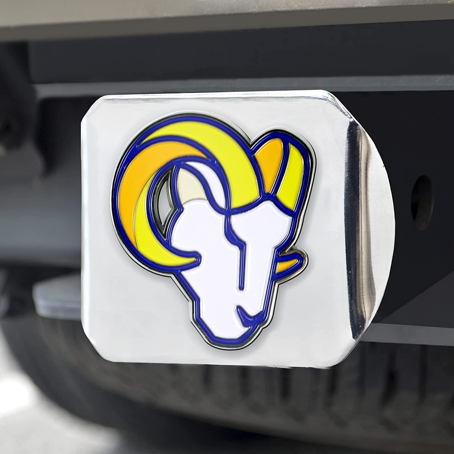 Los Angeles Rams Hitch Cover Solid Metal with Raised Color Metal Emblem 2" Square Type III