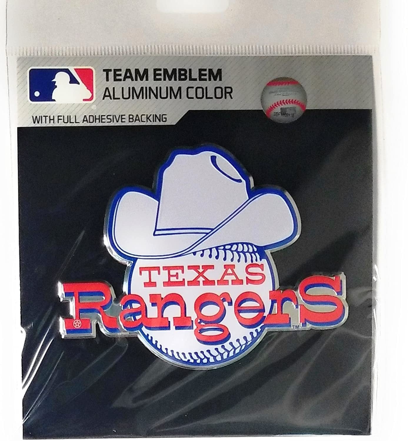 Texas Rangers Premium Aluminum Metal Raised Auto Emblem, Retro Logo, Color Embossed, Full Adhesive Backing