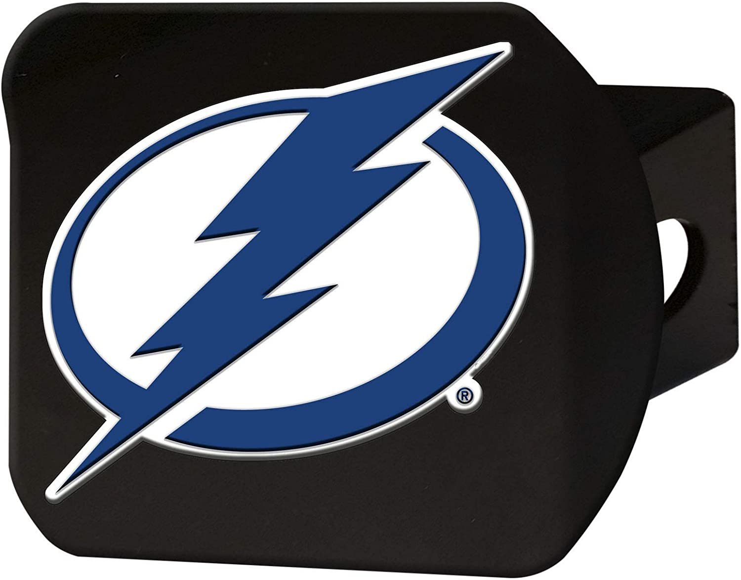 Tampa Bay Lightning Solid Black Metal Hitch Cover with Color Metal Emblem 2 Inch Square Type III