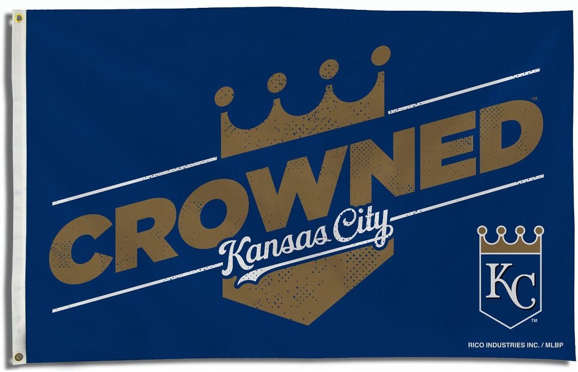 Kansas City Royals Crowned Champions 3x5 Feet Flag Banner, Metal Grommets, Outdoor Indoor Use, Single Sided