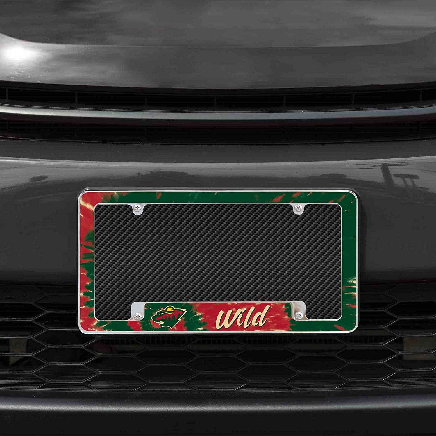 Minnesota Wild Metal License Plate Frame Chrome Tag Cover Tie Dye Design 6x12 Inch