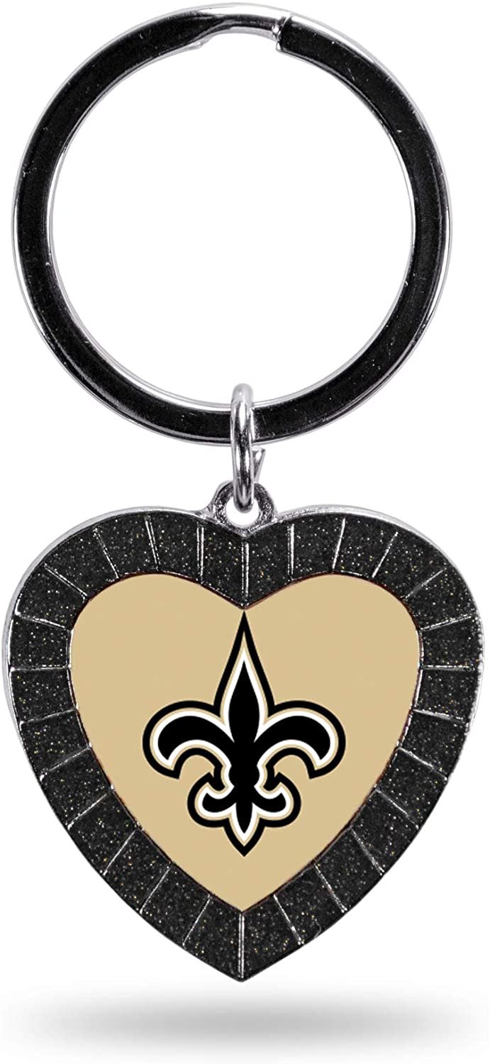 New Orleans Saints Keychain Color Rhinestone Heart