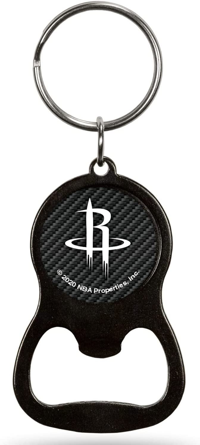 Houston Rockets Keychain Bottle Opener Carbon Fiber Design Metal Basketball