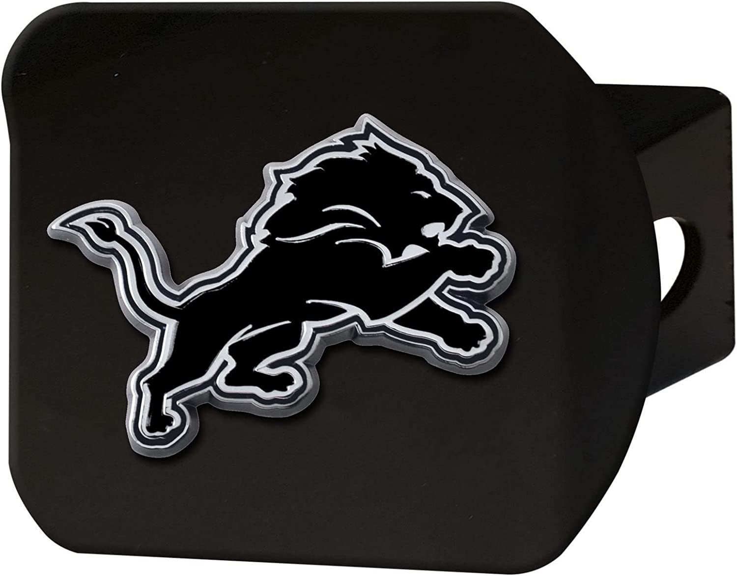 NFL Detroit Lions Metal Hitch Cover, Black, 2" Square Type III Hitch Cover