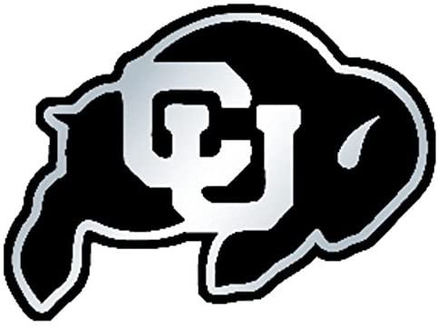 University of Colorado Buffaloes Auto Emblem, Raised Silver Chrome Color Molded Plastic, Adhesive Backing, 3.5 Inch