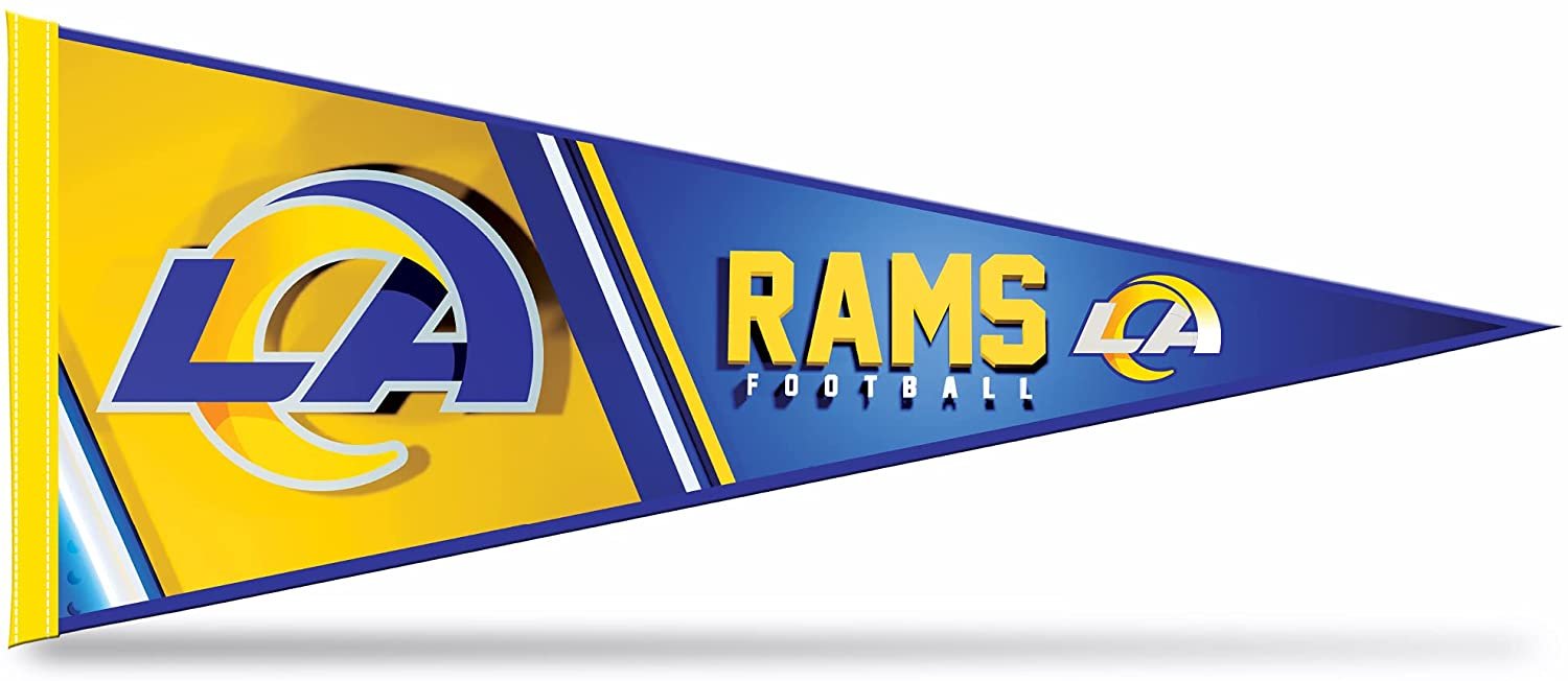 Los Angeles Rams 12x30 Inch Soft Felt Pennant, Primary Logo, Wall Decor, Man Cave