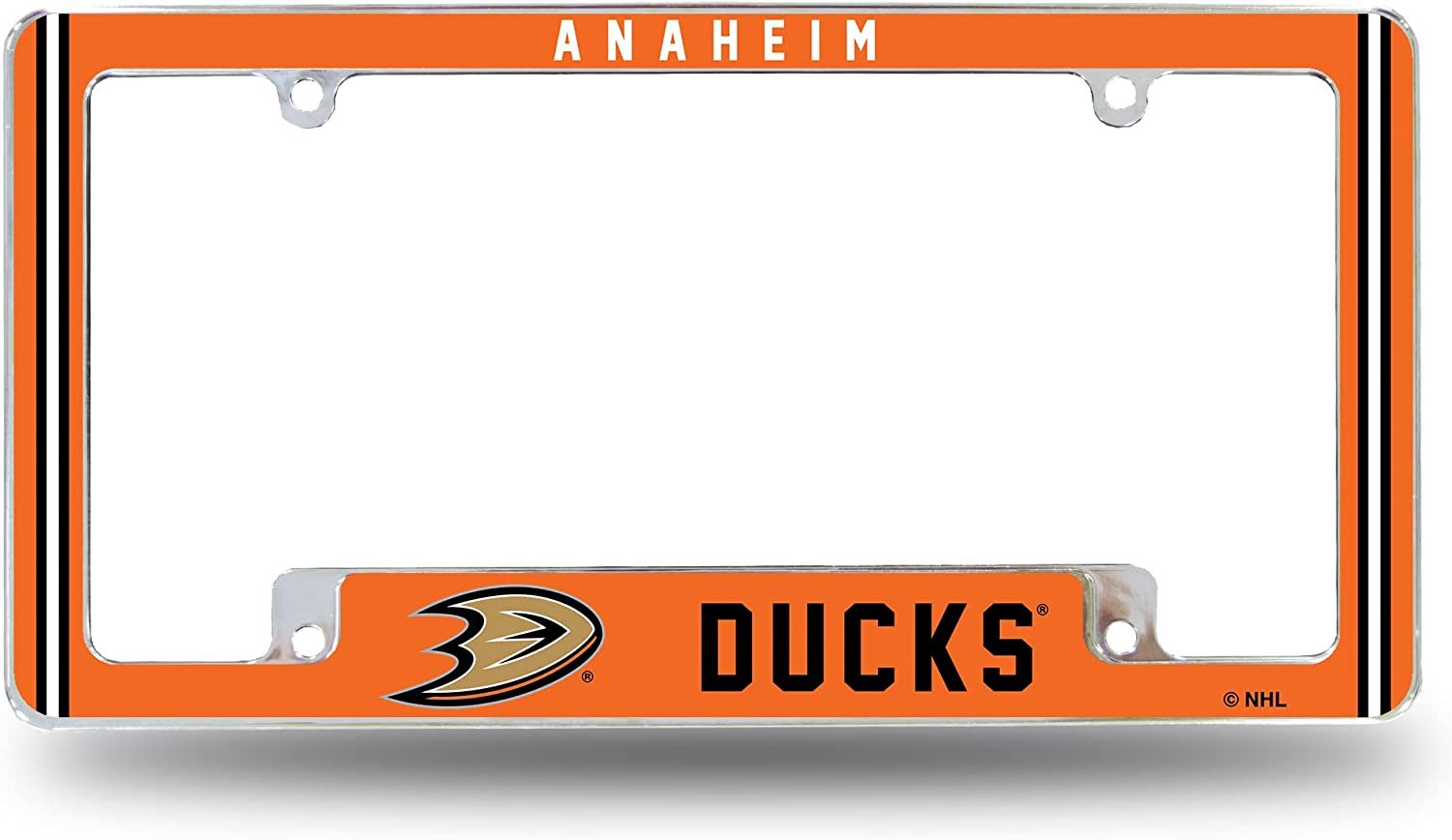 Anaheim Ducks Metal License Plate Frame Chrome Tag Cover Alternate Design 6x12 Inch