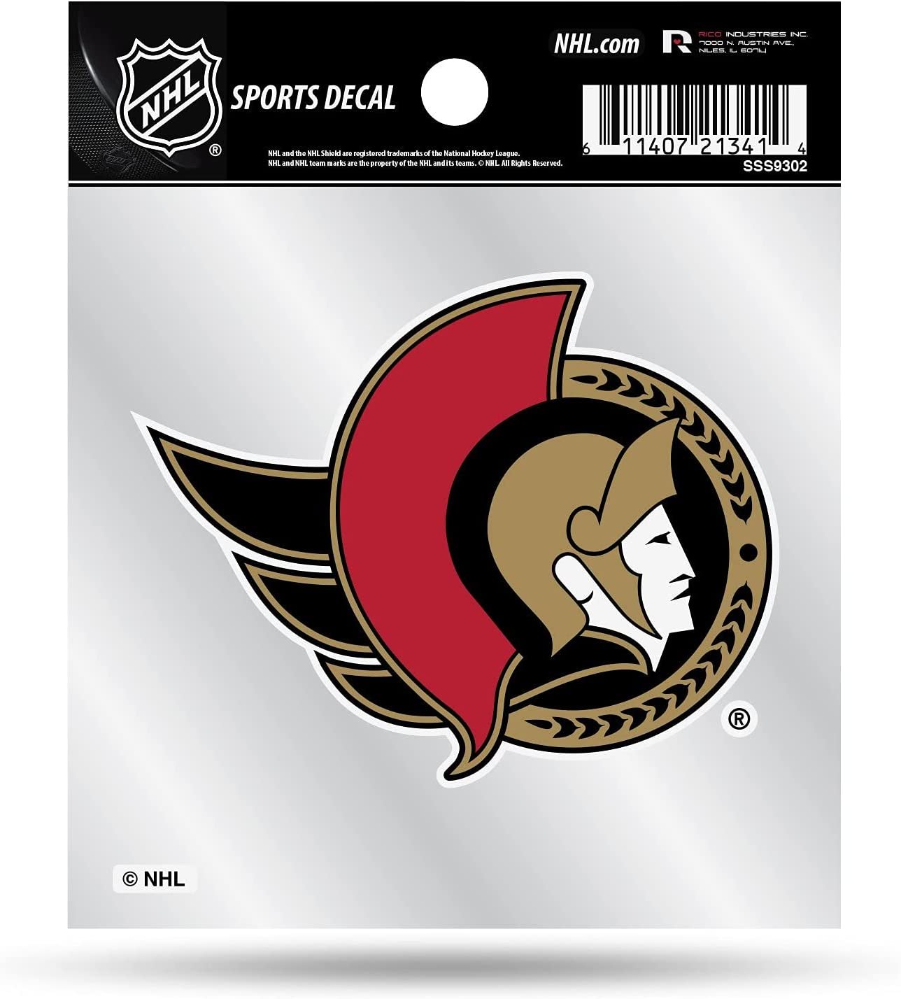 Ottawa Senators 4x4 Inch Die Cut Decal Sticker, Primary Logo, Clear Backing