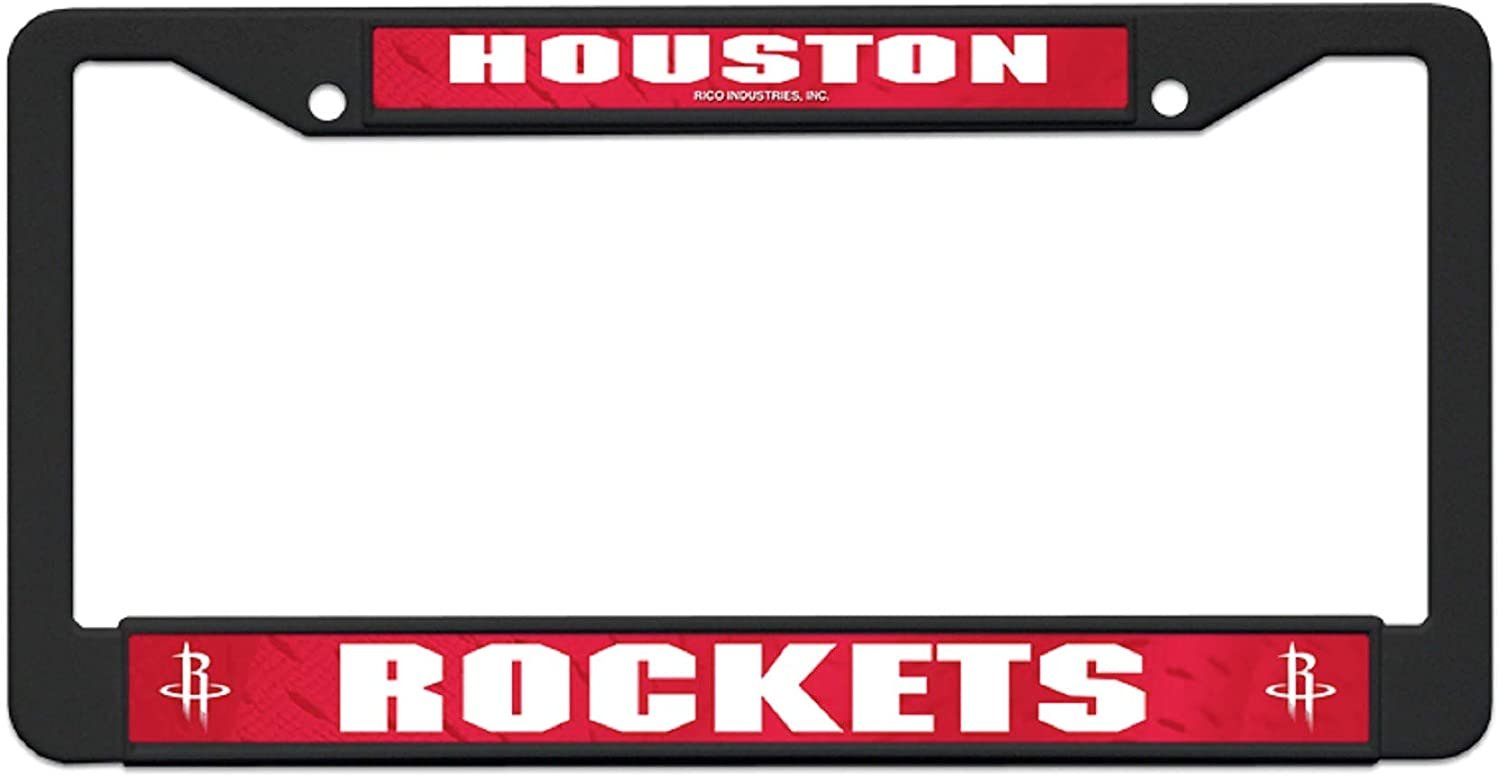 Houston Rockets Black Plastic License Plate Frame Tag Cover, 12x6 Inch