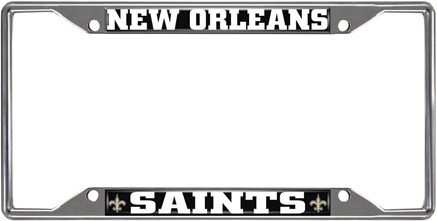 New Orleans Saints Metal License Plate Frame Chrome Tag Cover 6x12 Inch