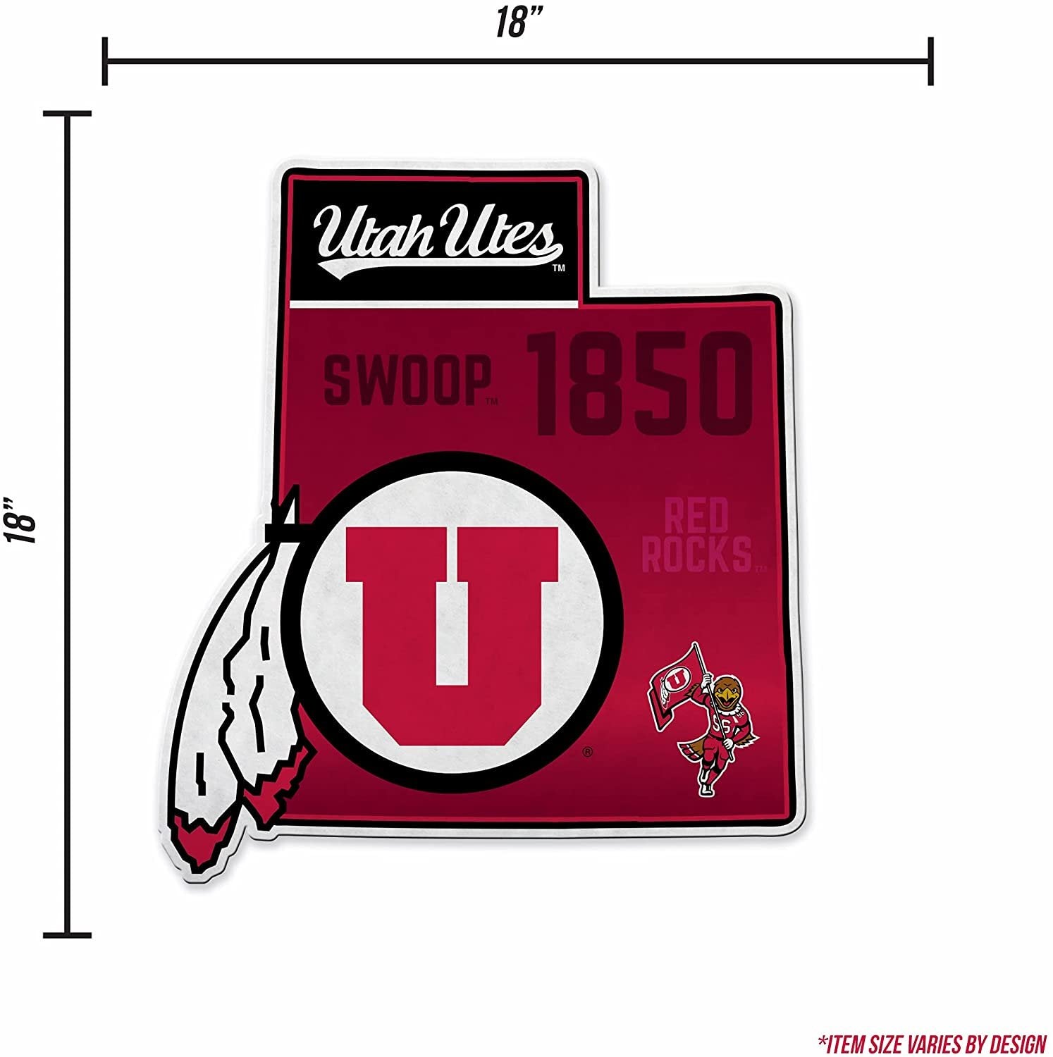 Utah Running Utes Pennant State Shape 18 Inch Soft Felt University of