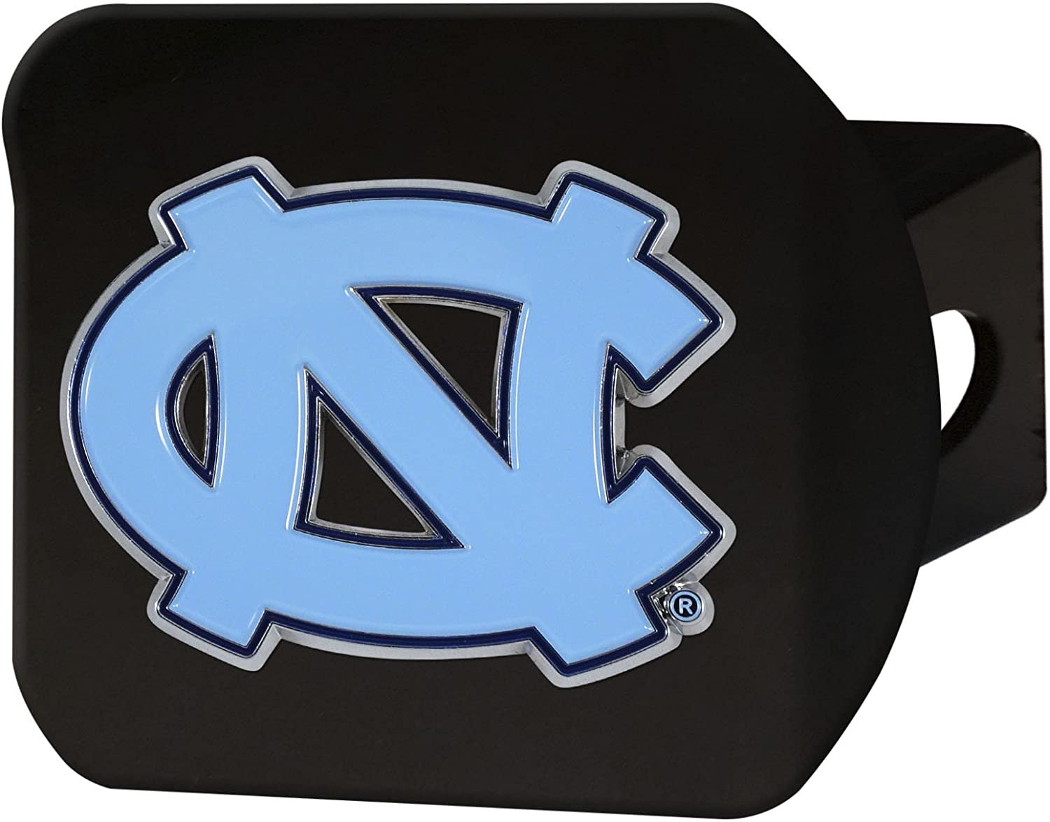 North Carolina Tar Heels Solid Metal Black Hitch Cover with Color Metal Emblem 2 Inch Square Type III University of