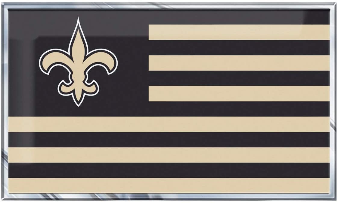 New Orleans Saints Team Flag Design Auto Emblem, Aluminum Metal, Embossed Team Color, Raised Decal Sticker, Full Adhesive Backing
