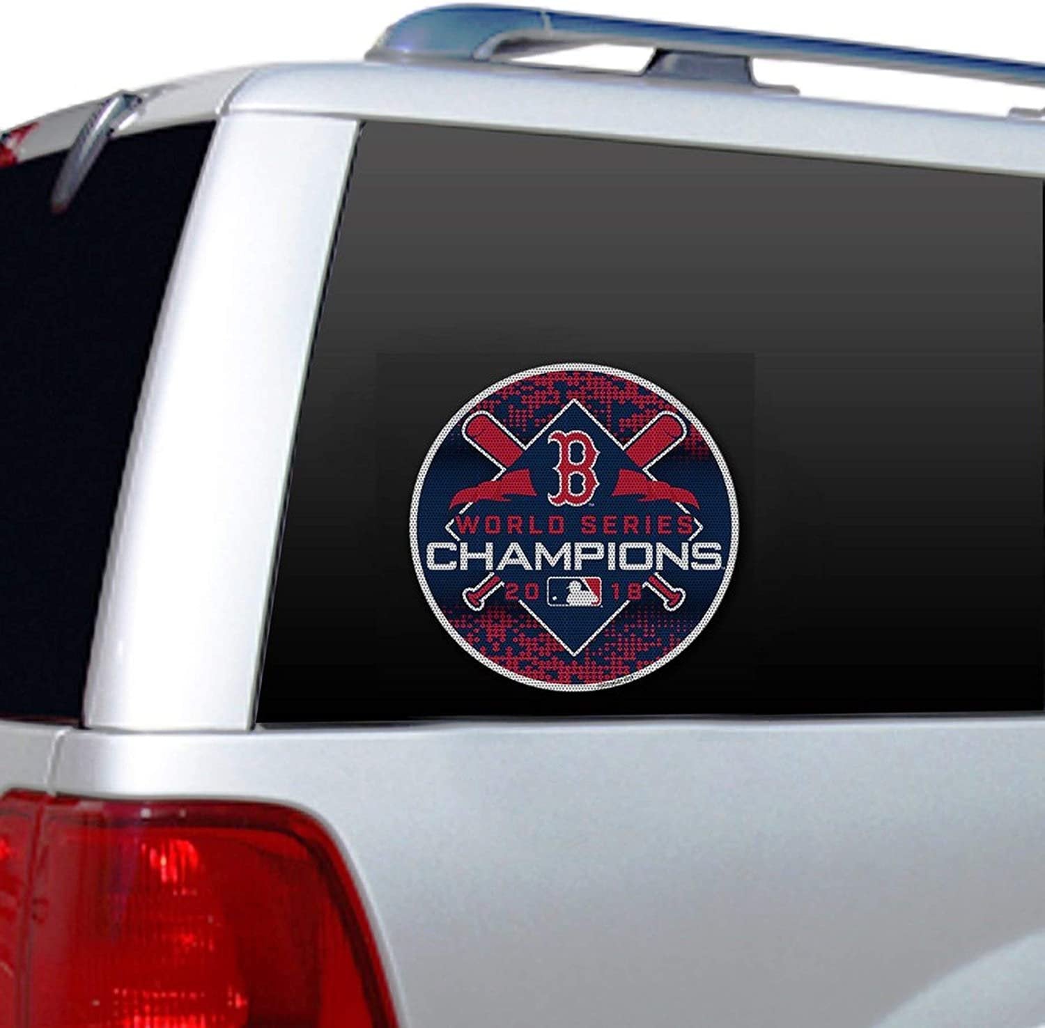 Boston Red Sox 2018 World Series Champions Large Perforated One-Way Vision Window Film Auto Die Cut Glass Decal Emblem Sticker Logo Baseball