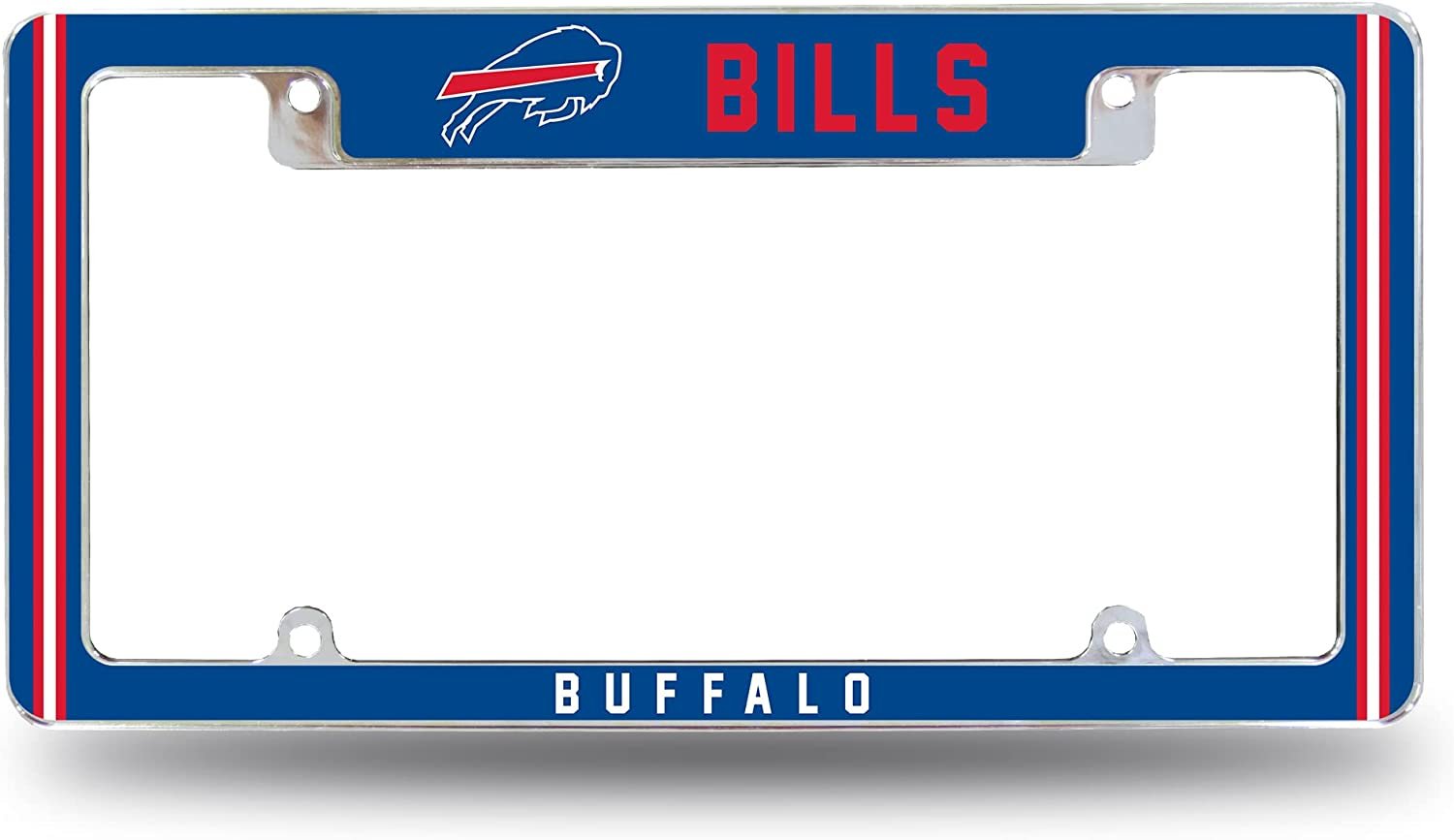 Buffalo Bills Metal License Plate Frame Chrome Tag Cover Alternate Design 6x12 Inch