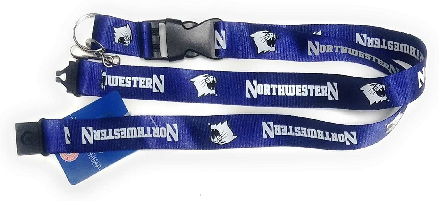 Northwestern University Wildcats Lanyard Keychain Double Sided Breakaway Safety Design Adult 18 Inch