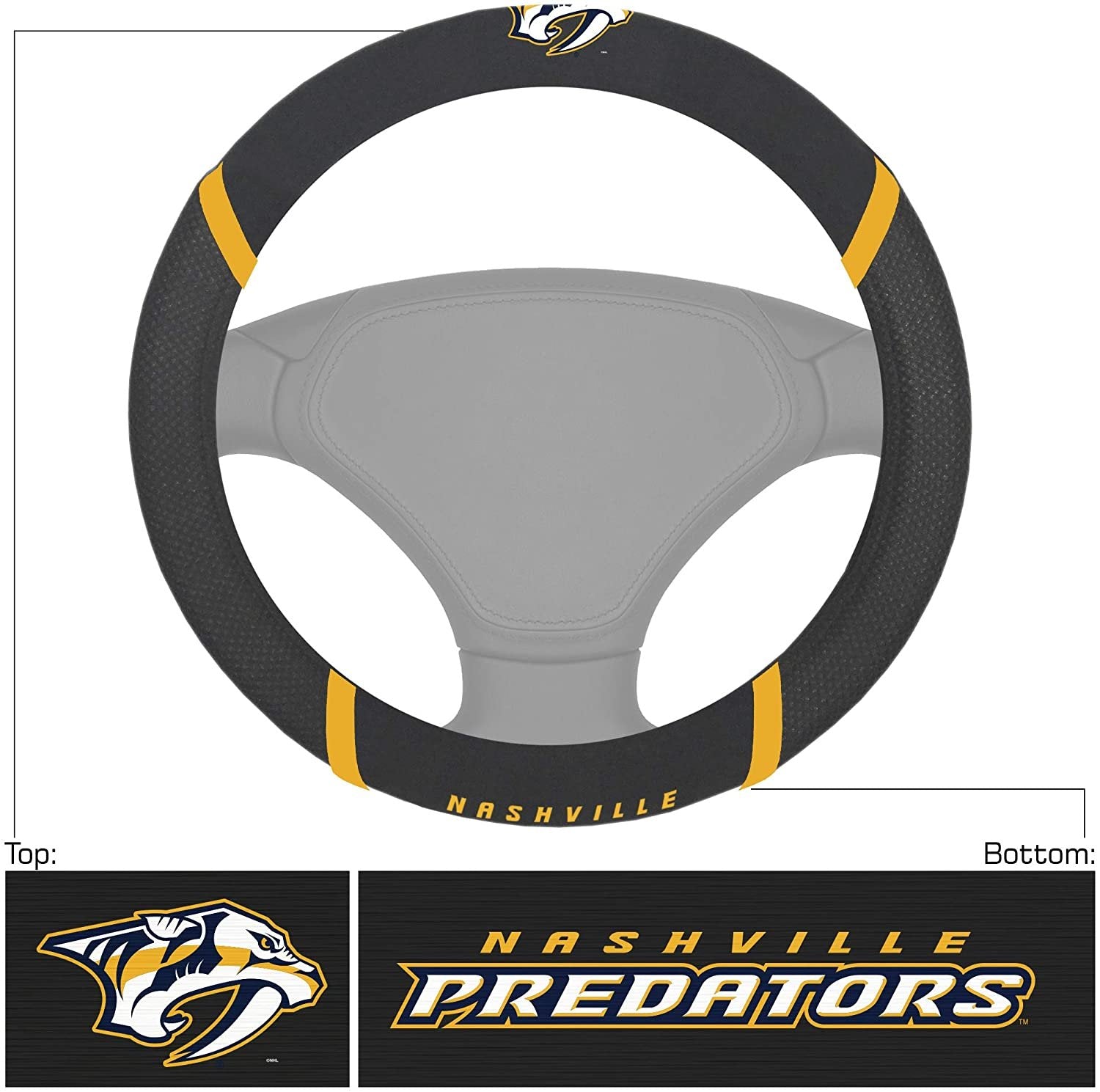 FANMATS 25717 Nashville Predators Embroidered Steering Wheel Cover