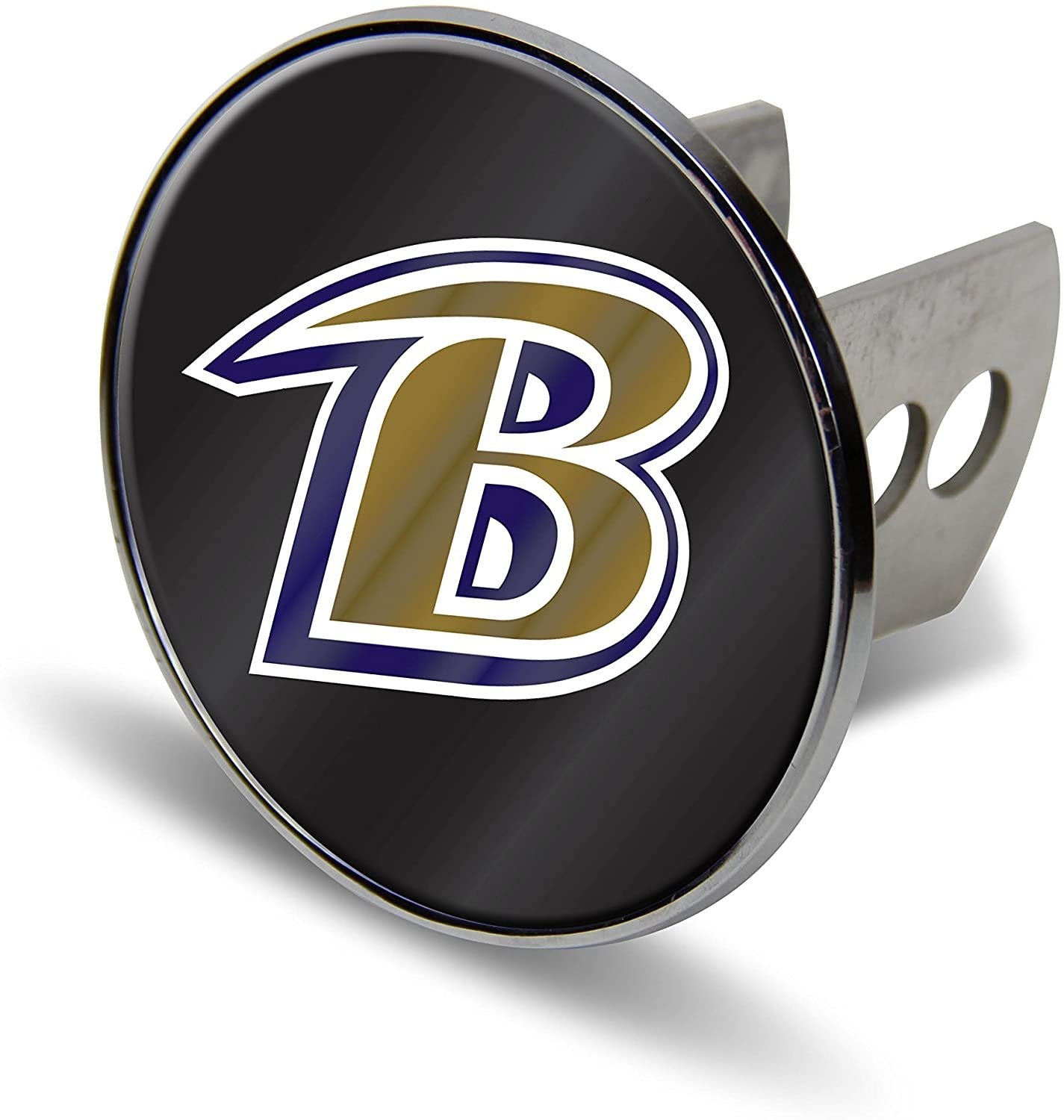 Baltimore Ravens Solid Metal 2 Inch Hitch Cover with Laser Cut Mirrored Acrylic Insert