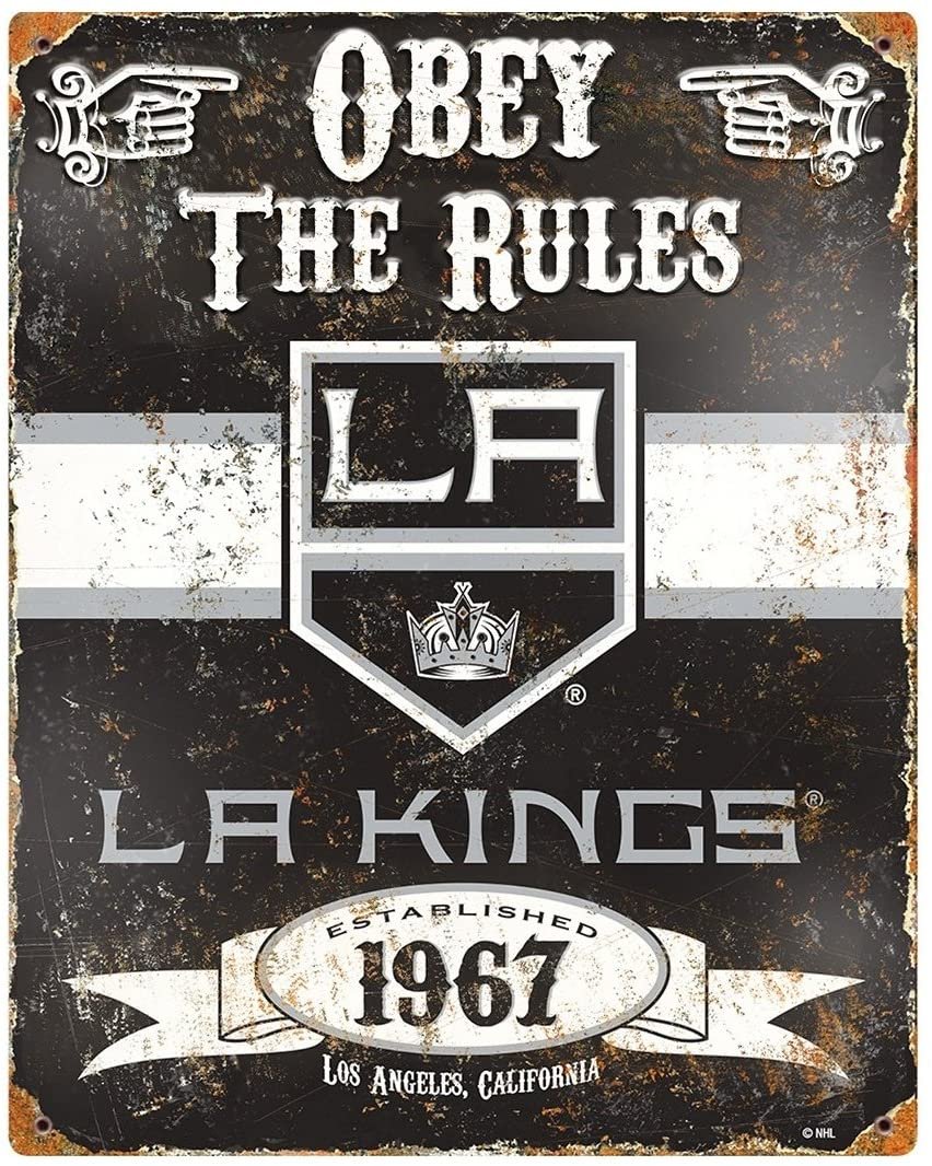 Los Angeles Kings Large 14.5x11.5 Inch Heavy Duty Metal Wall Pub Sign Embossed Vintage Design