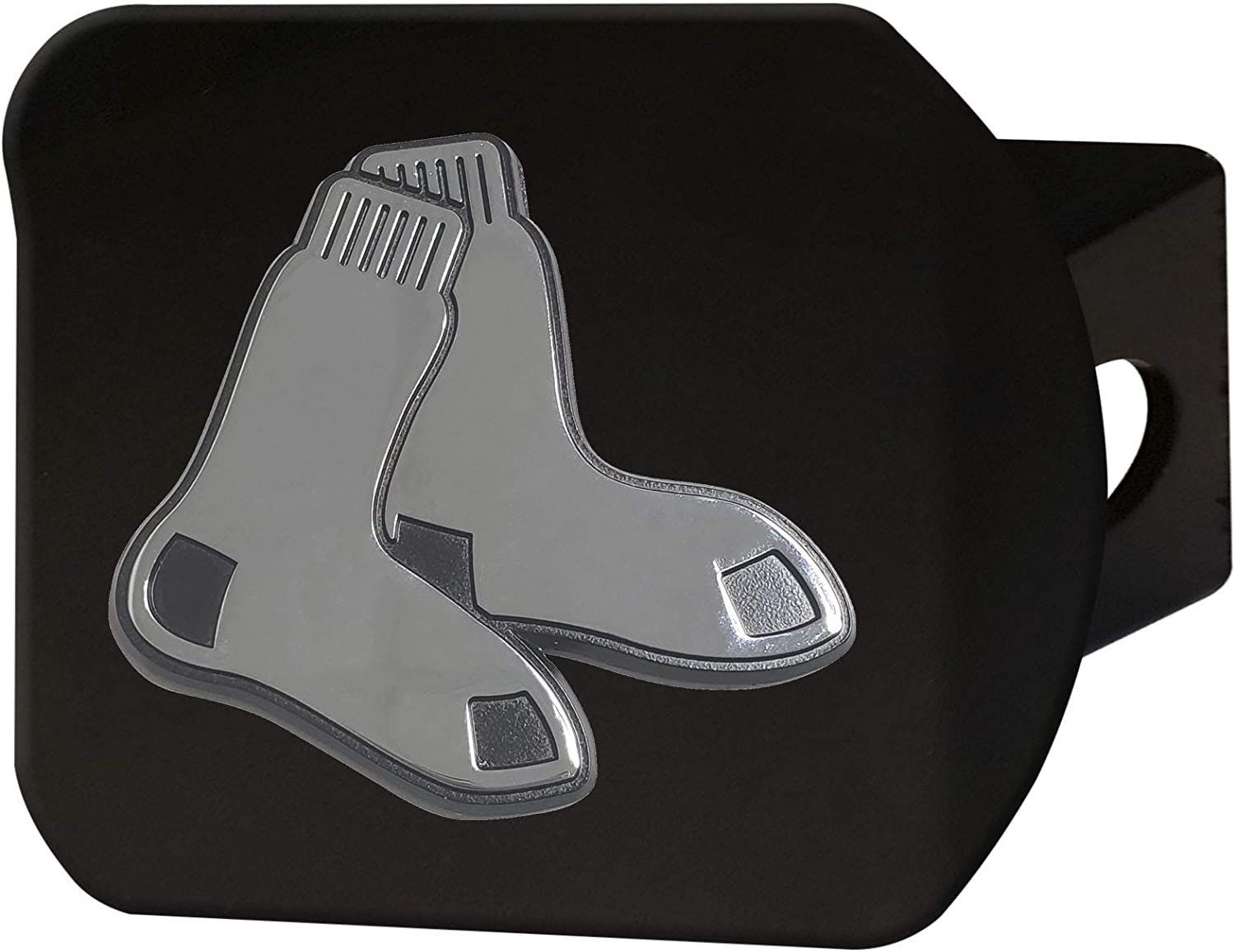 Boston Red Sox Hitch Cover Solid Black Metal Chrome Sox Logo 2" Square Type III