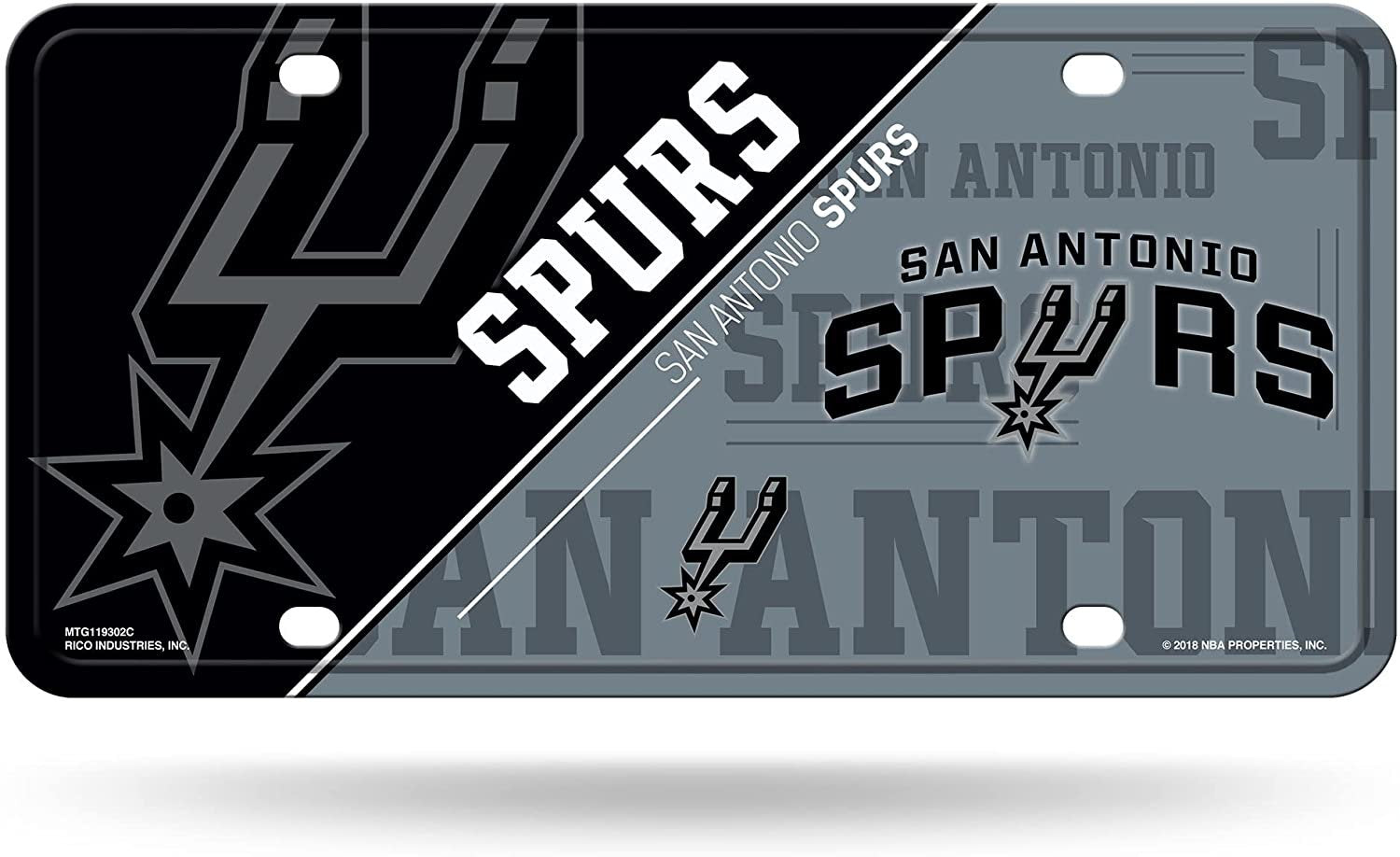 San Antonio Spurs Metal Tag License Plate Novelty 6x12 Inch Split Design
