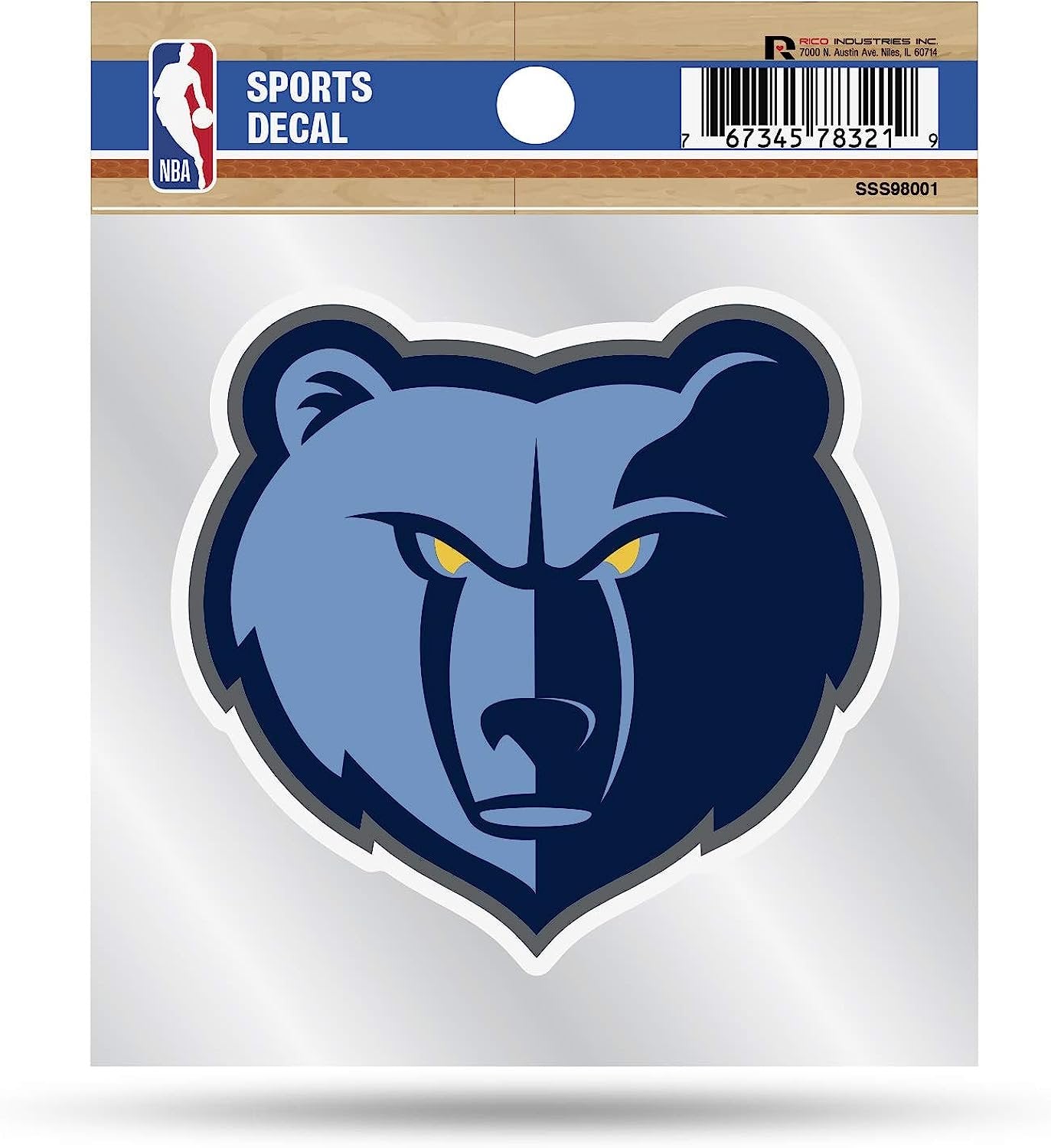 Memphis Grizzlies 4x4 Die Cut Inch Decal Sticker Flat Vinyl, Primary Logo, Clear Backing