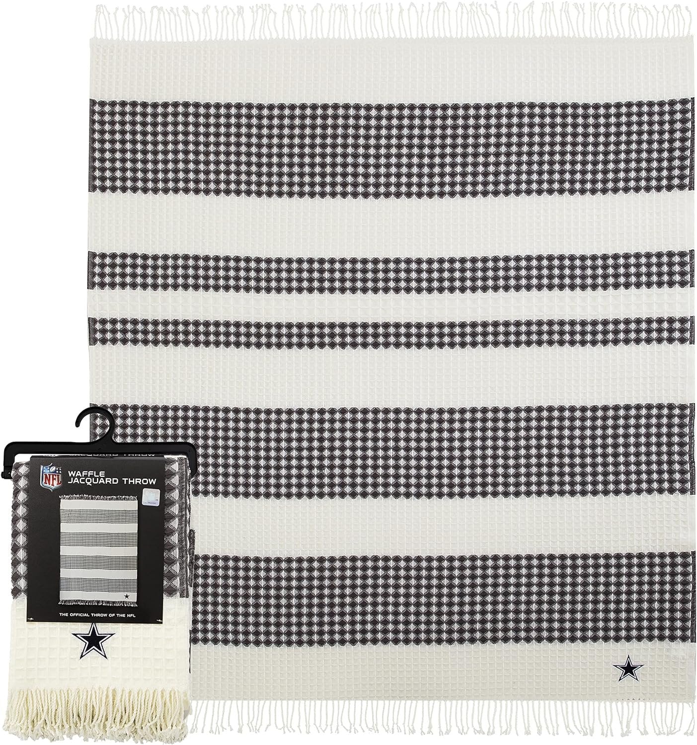 Dallas Cowboys Throw Blanket Waffle Weave Jacquard, 50x60 Inch, Unisex-Adult, 100% Acrylic